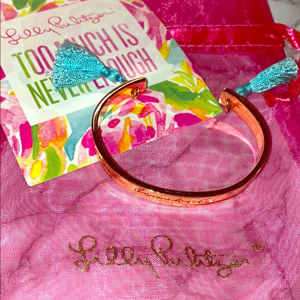 Lilly Pulitzer gold engraved bracelet with tassel